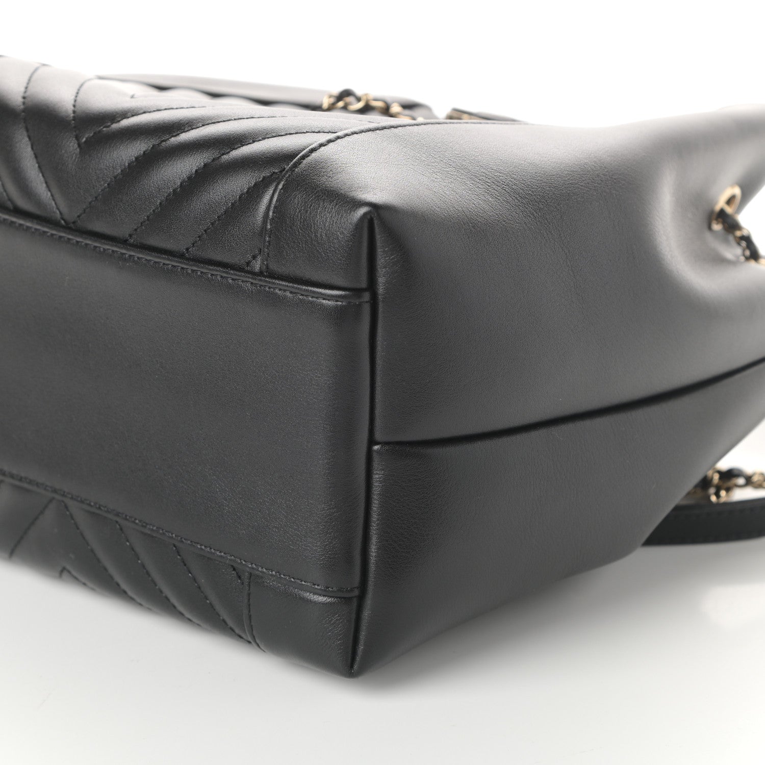 Chanel Calfskin Quilted Daily Chevron Drawstring Bag Black 6 of 10