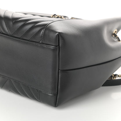 Chanel Calfskin Quilted Daily Chevron Drawstring Bag Black 6 of 10