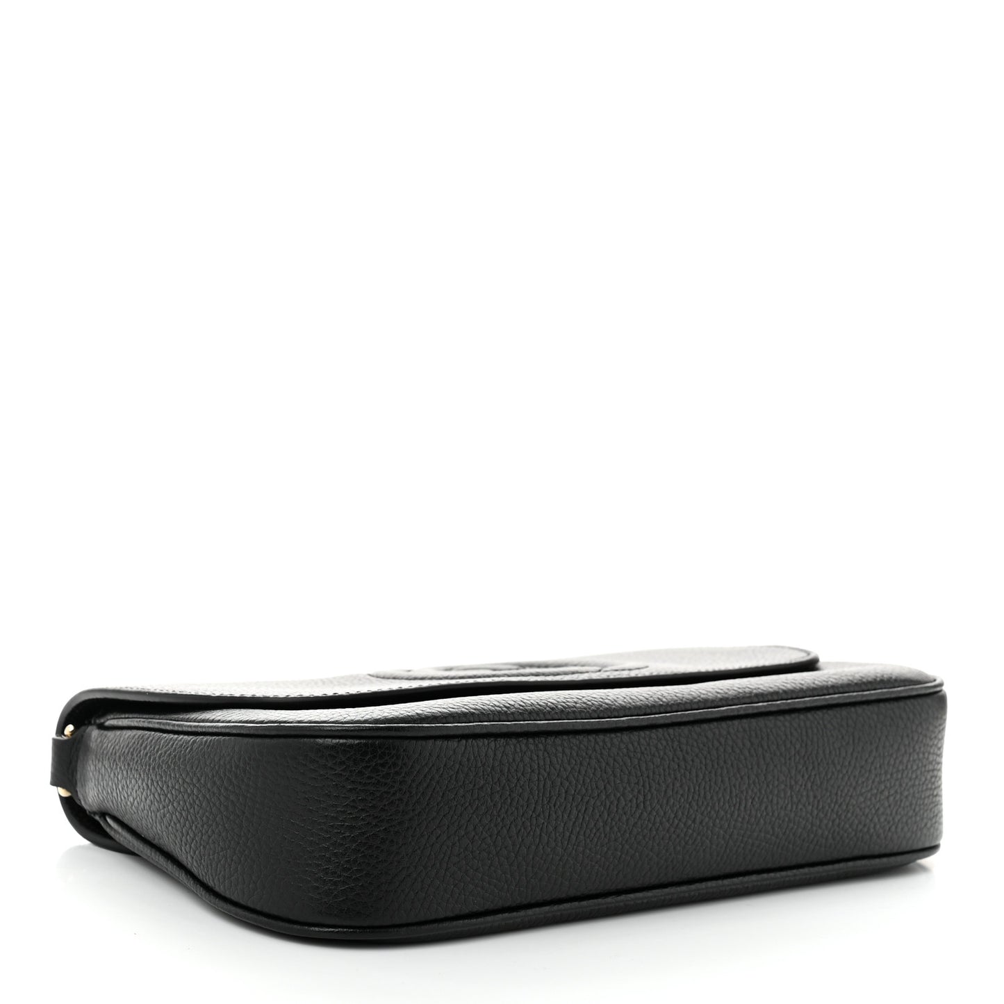Pebbled Calfskin Medium Soho Flap Crossbody Black