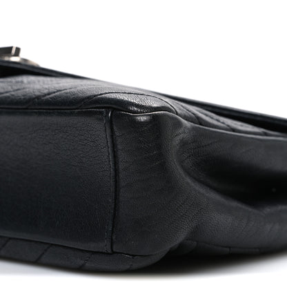 Saint Laurent Grained Calfskin Matelasse Chevron Medium Monogram Chain Bag Black 10 of 11