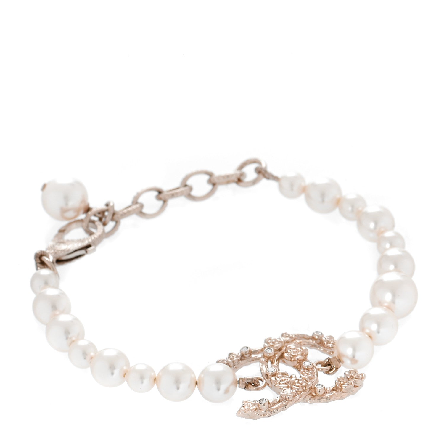 Chanel Pearl Crystal CC Bracelet Gold 1 of 5