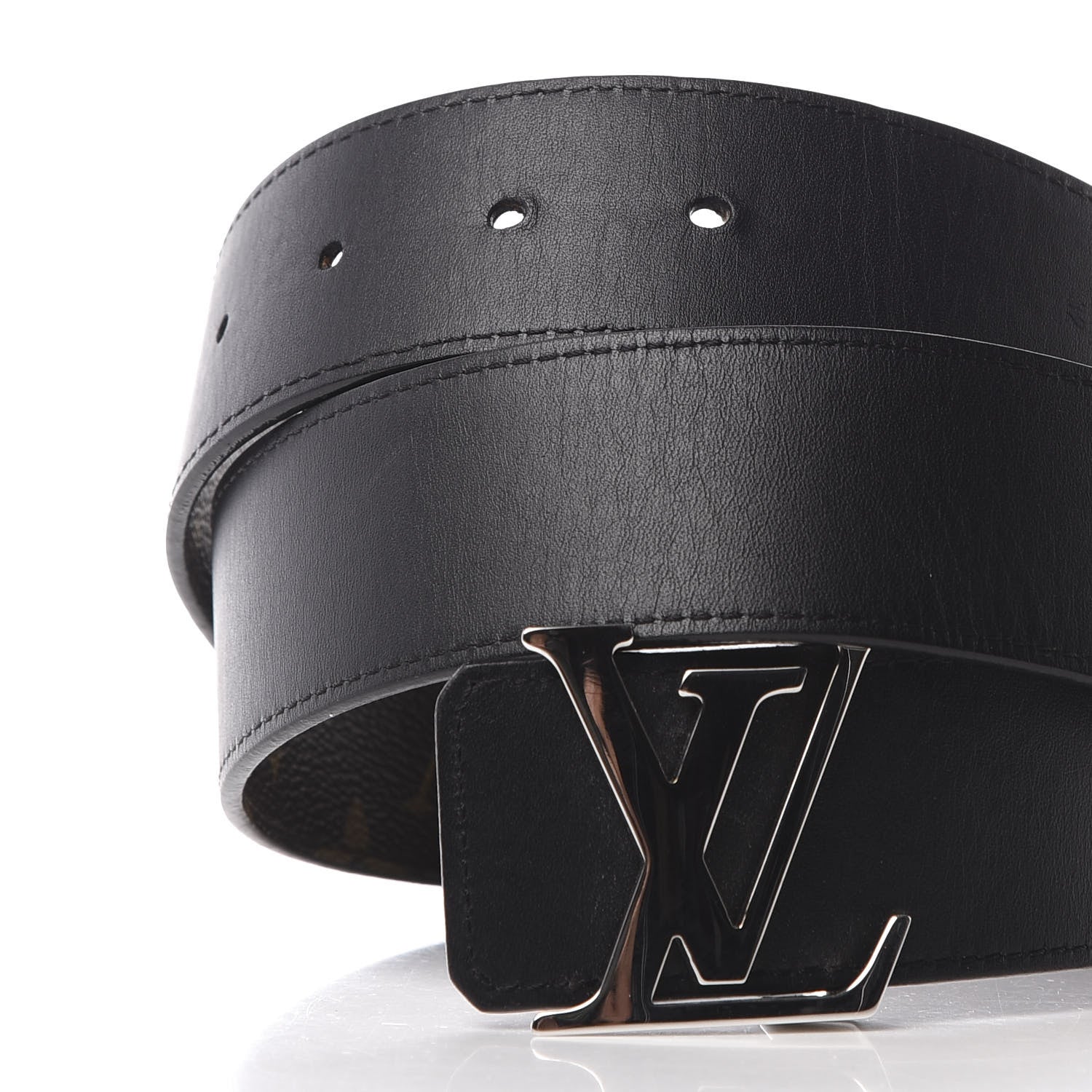 Louis Vuitton Calfskin Monogram 40mm LV Initiales Reversible Belt 80 32 Black 5 of 8
