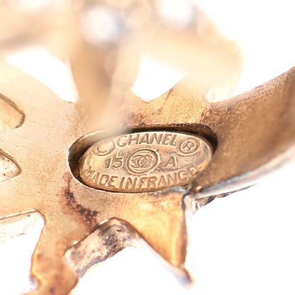 Chanel Crystal Pearl CC Cluster Ring 54 7 Gold 4 of 6