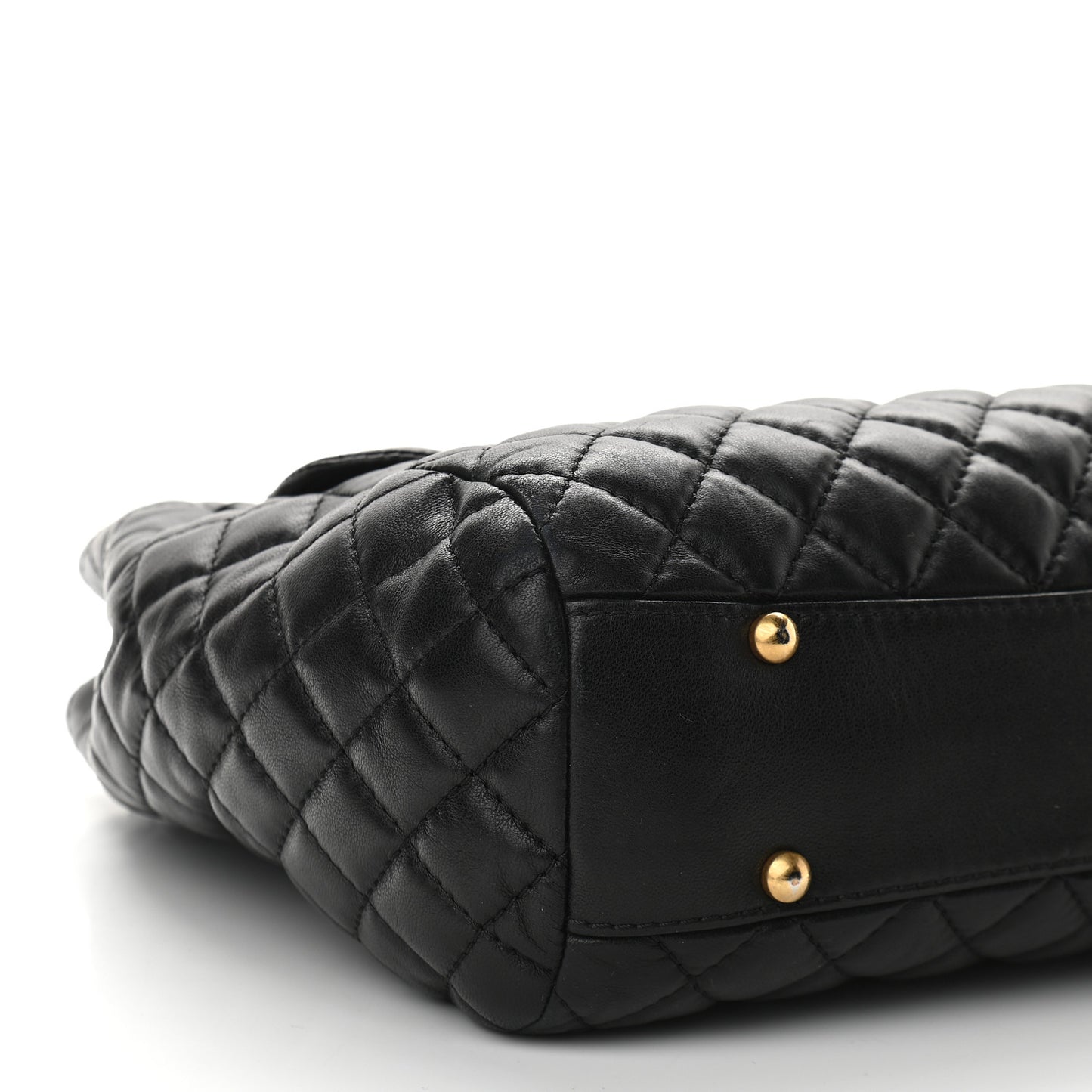 Lambskin Quilted Large Fluffy CC Shopping Tote Black