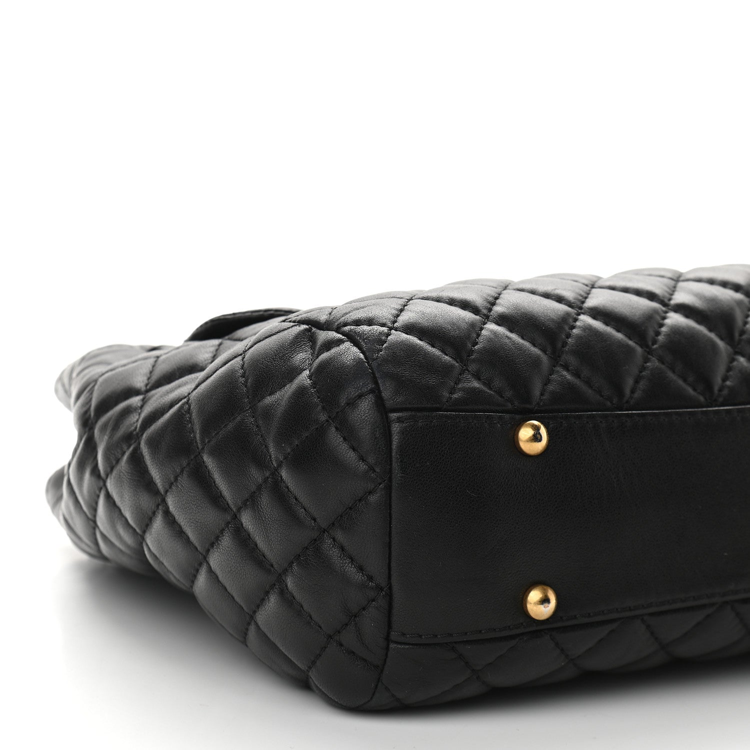 Chanel Lambskin Quilted Large Fluffy CC Shopping Tote Black 7 of 8
