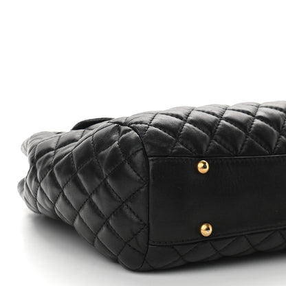Chanel Lambskin Quilted Large Fluffy CC Shopping Tote Black 7 of 8