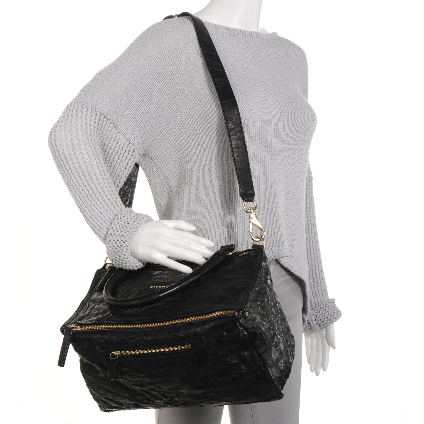 Tumbled Sheepskin Medium Pandora Bag Black