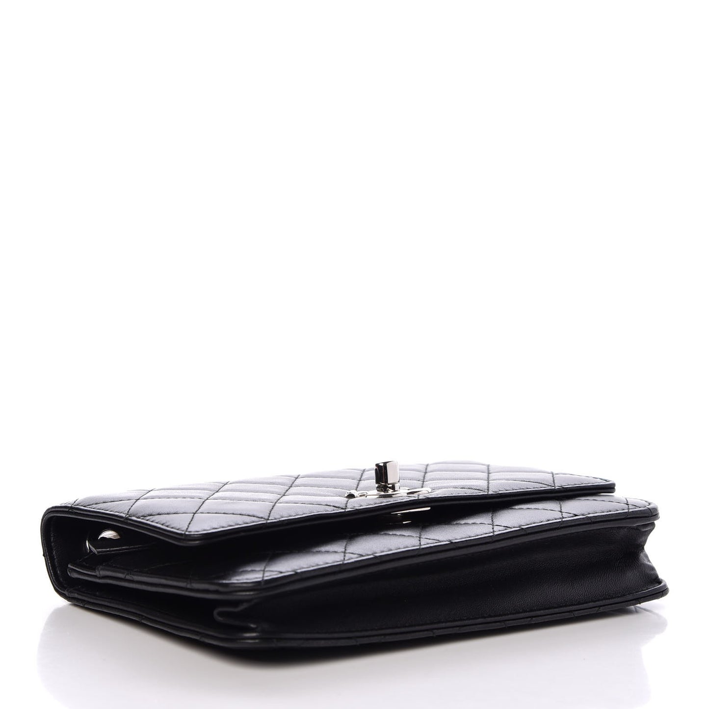 Lambskin Quilted Trendy CC Wallet On Chain WOC Black