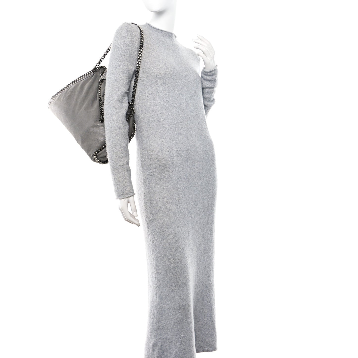 STELLA MCCARTNEY Shaggy Deer Falabella Fold Over Tote Grey