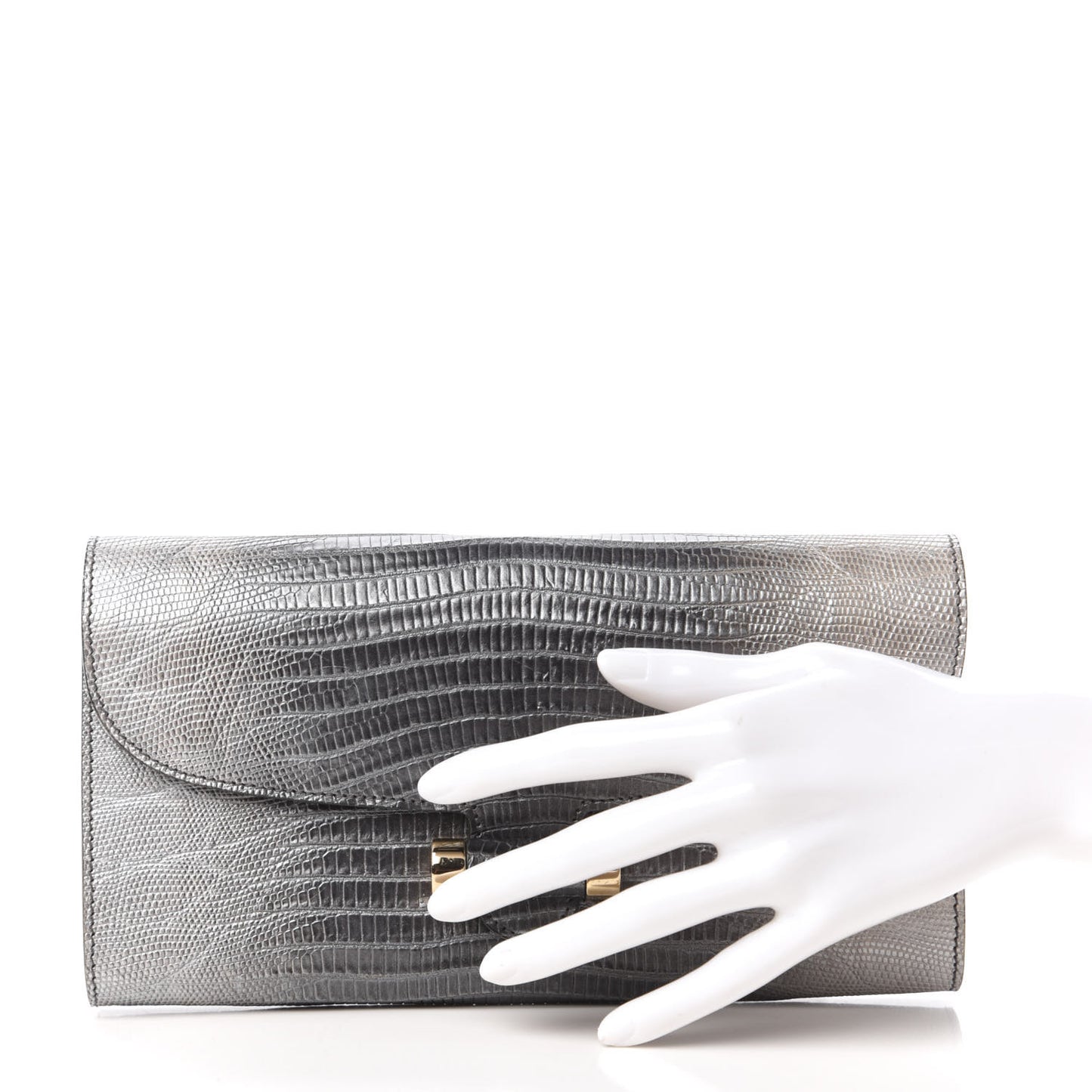 Ombre Lizard Muse Clutch Silver