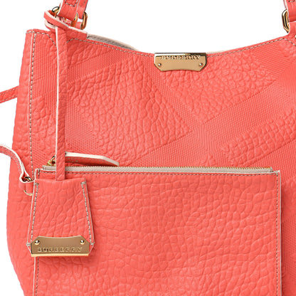 Burberry Signature Grain Calfskin Check Embossed Small Canterbury Tote Rose Pink 9 of 9