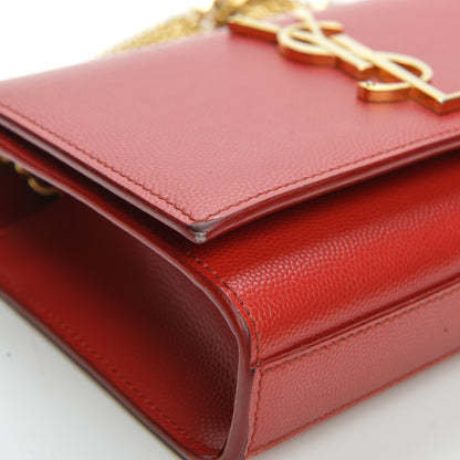 Saint Laurent Grain De Poudre Small Classic Monogram Satchel Vermillion 9 of 9