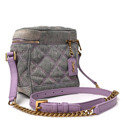 Saint Laurent Denim Quilted 80's Vanity Bag Bleached Lilac 3 of 9