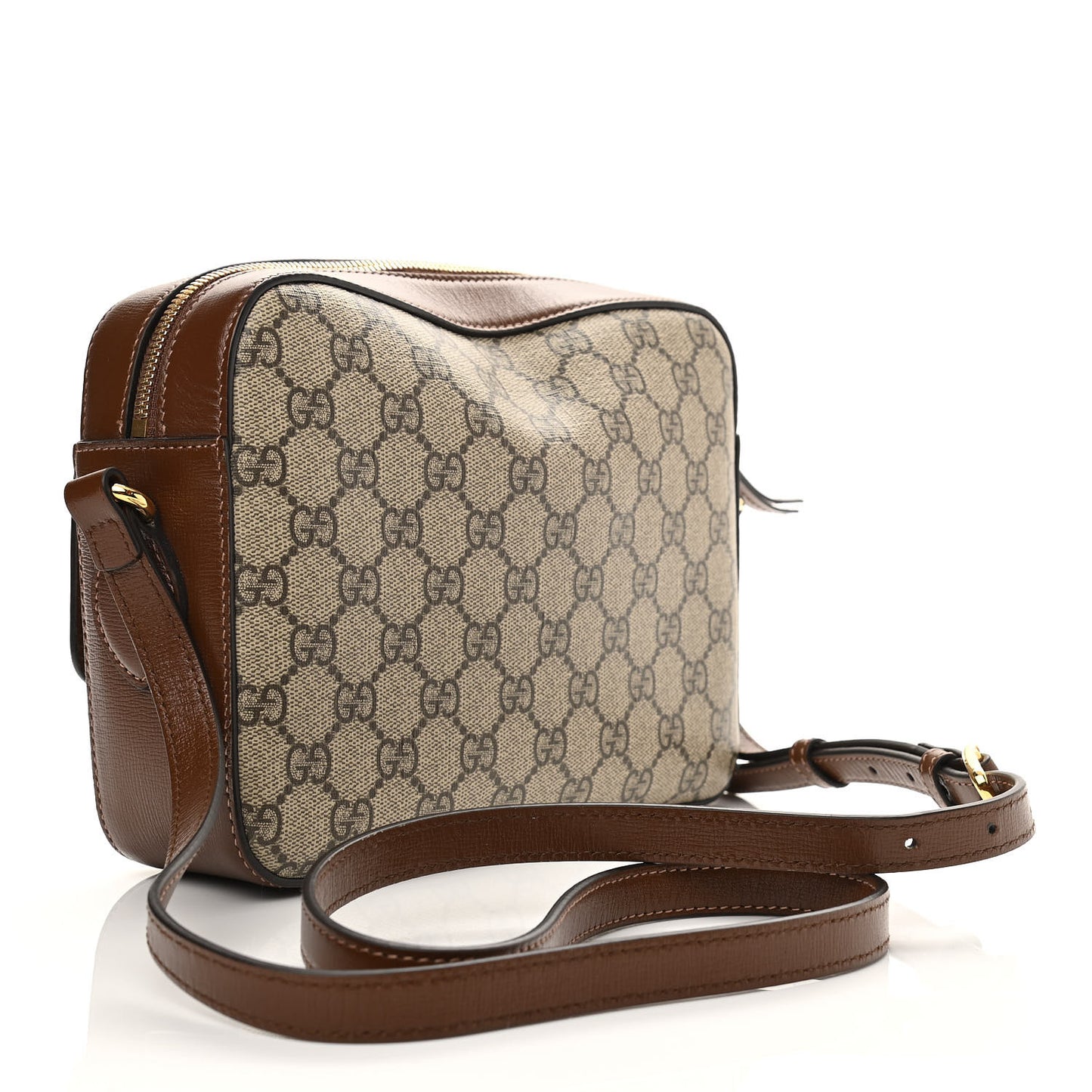 GG Supreme Monogram Small Horsebit 1955 Shoulder Bag Beige Brown Sugar