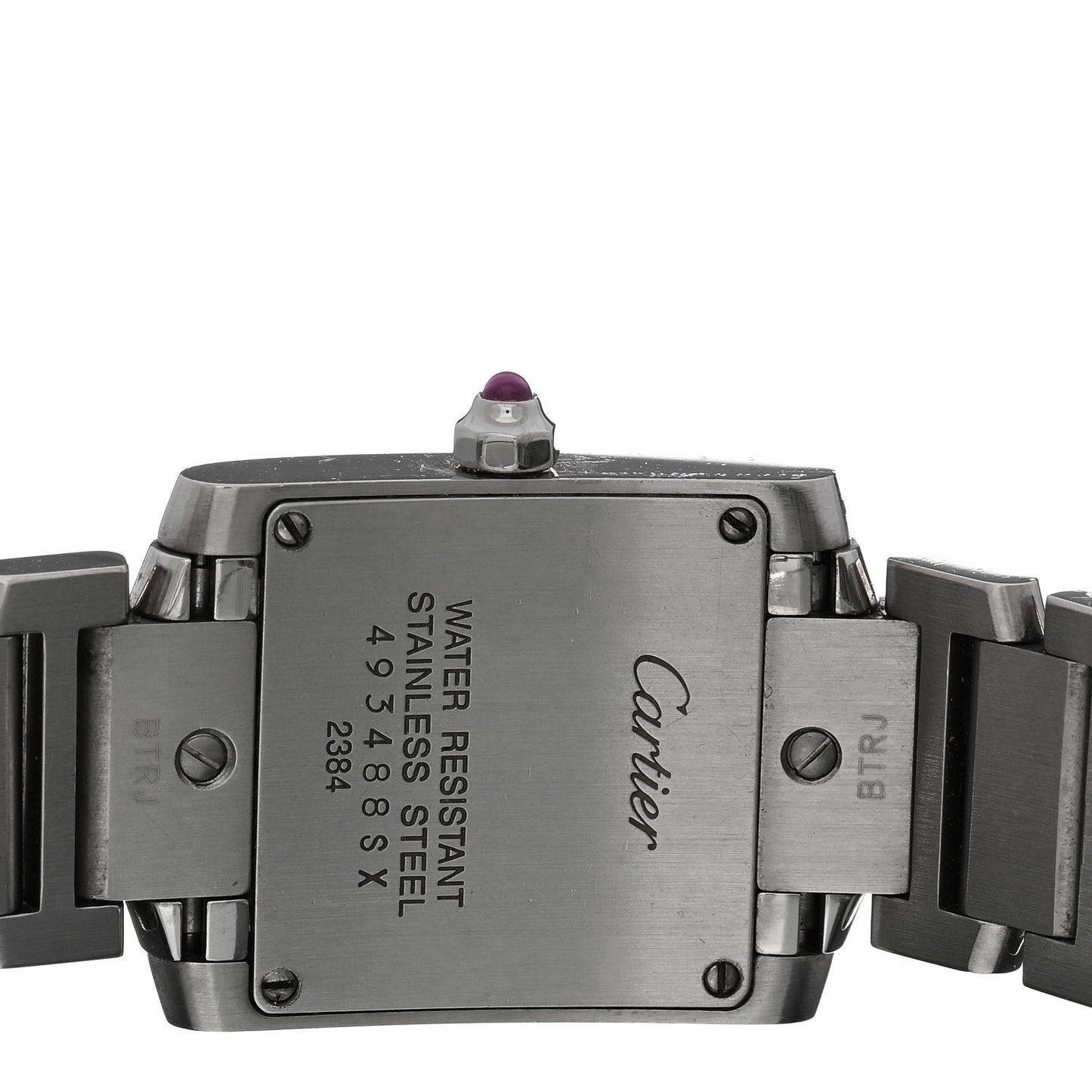 Stainless Steel Pink Mother of Pearl 20mm Tank Francaise Quartz Watch