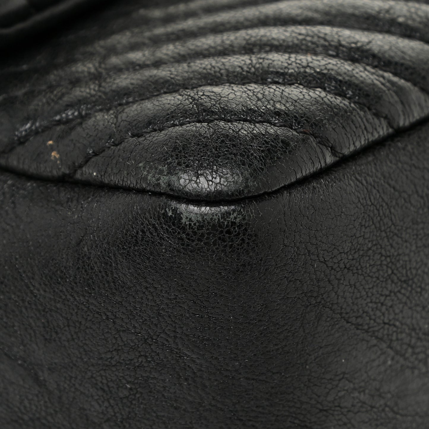 Calfskin Chevron Quilted Small Surpique Flap Black