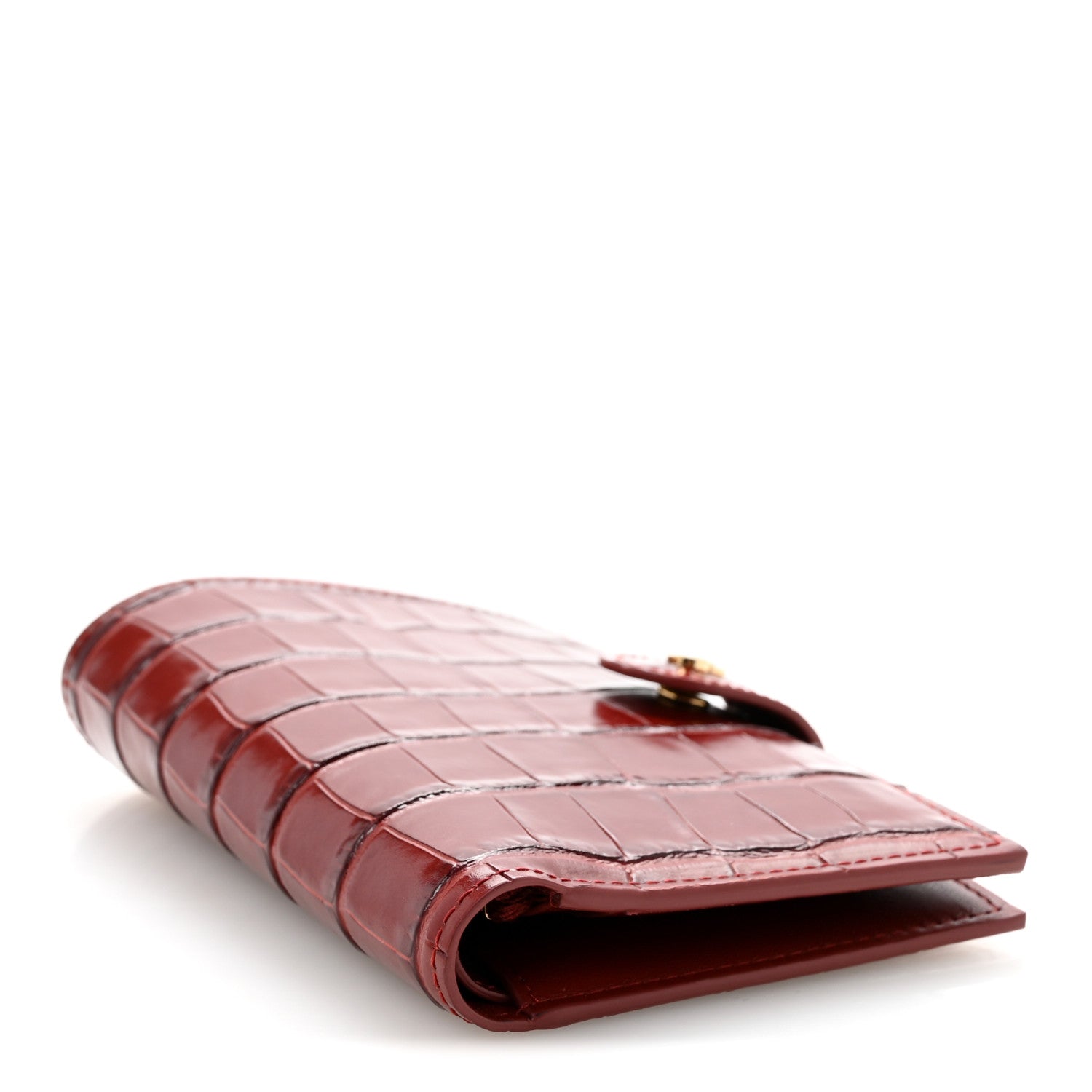 Chanel Calfskin Crocodile Embossed Crococo Passport Holder Burgundy 4 of 8