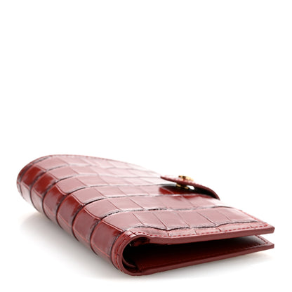 Chanel Calfskin Crocodile Embossed Crococo Passport Holder Burgundy 4 of 8