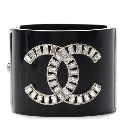 Chanel Resin Baguette Crystal CC Cuff Black 1 of 6