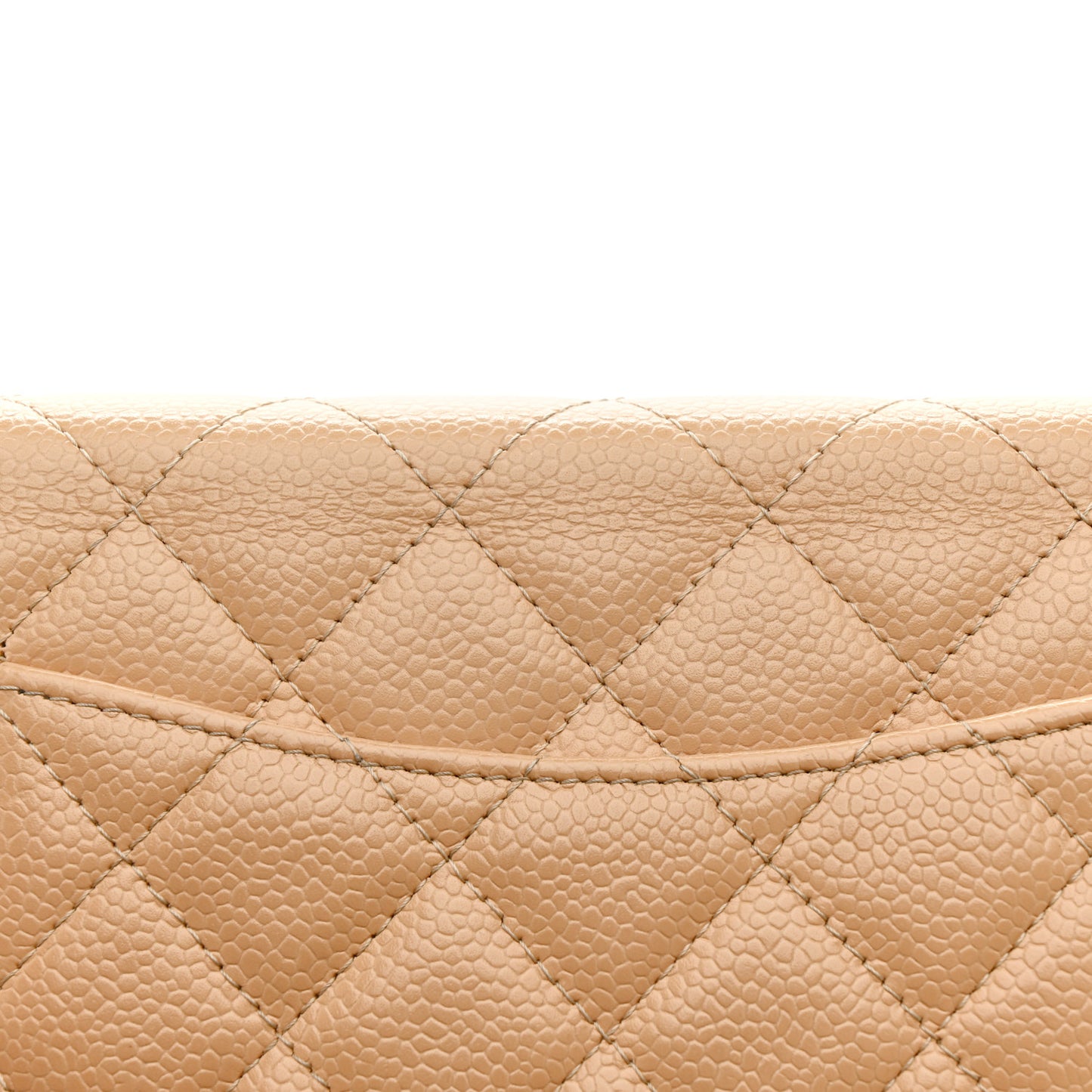 Caviar Quilted Wallet On Chain WOC Beige
