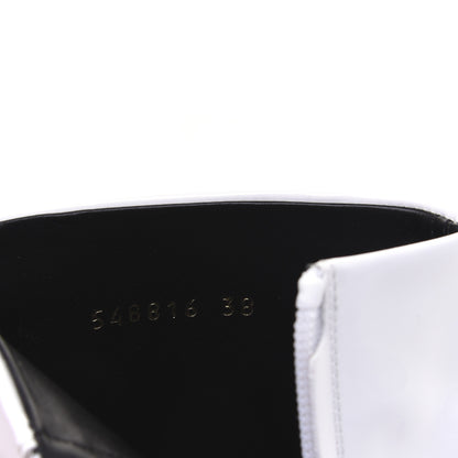 Balenciaga Patent BB Pointy Toe Ankle Booties 38 Optical White 9 of 13