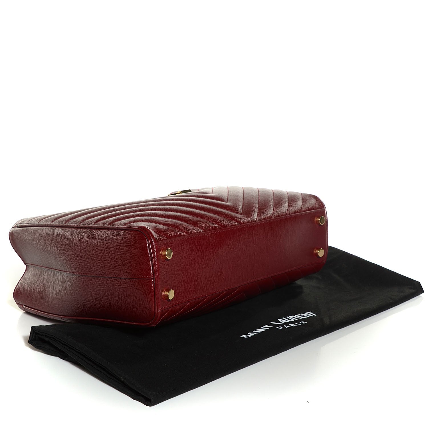 Saint Laurent Grain De Poudre Matelasse Chevron Monogram Shopping Bag Oxblood 12 of 16
