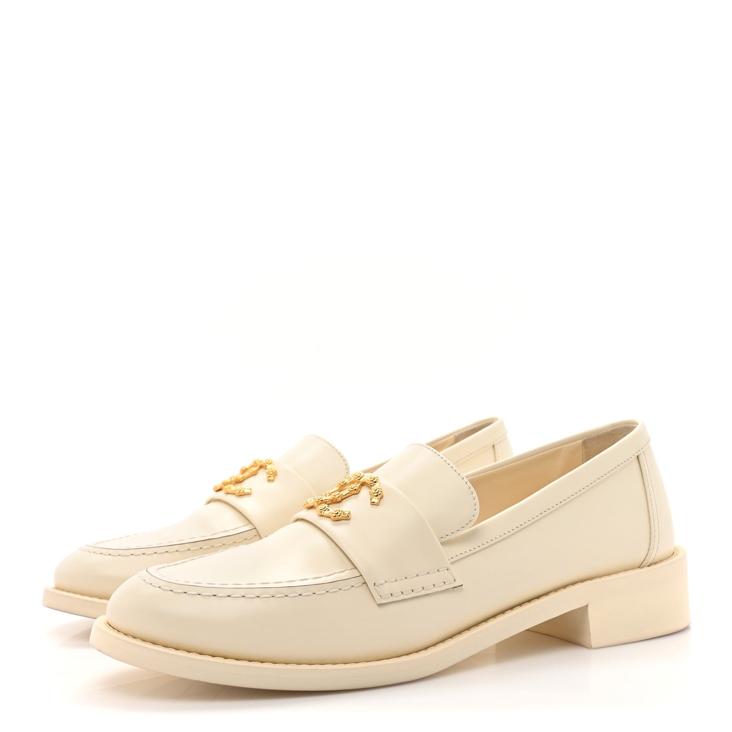 Calfskin Camellia CC Loafers 39.5 Ivory