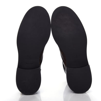 Louis Vuitton Calfskin Monogram Wonderland Flat Ranger Boots 37 Black 6 of 10