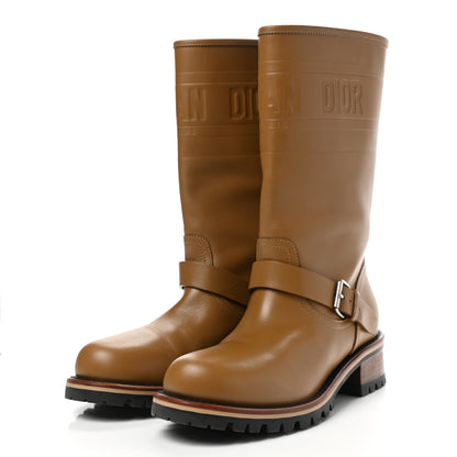 Christian Dior Calfskin Embossed Dior Quest 35mm Biker Boots 37 Natural 3 of 8
