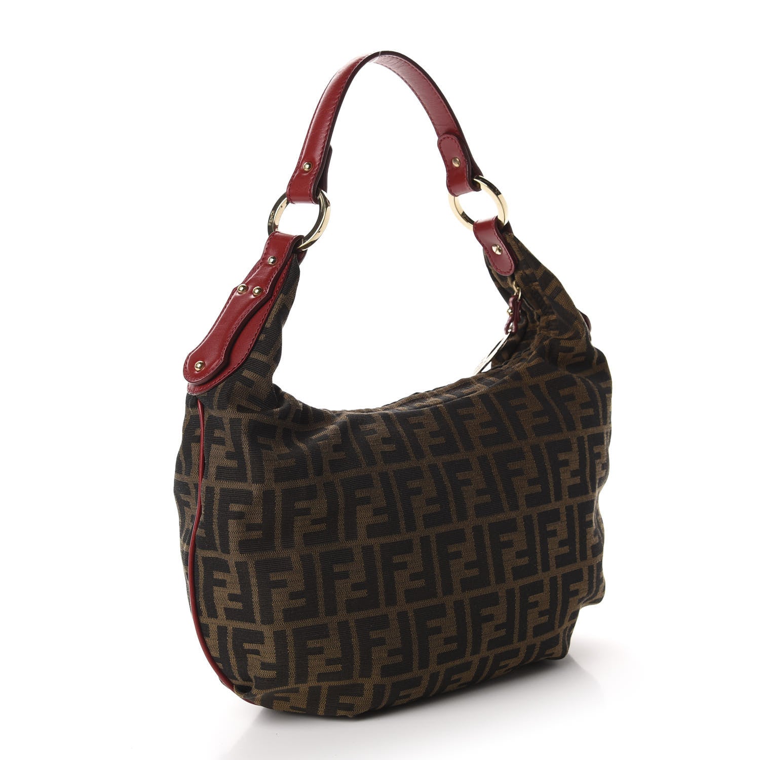 Fendi Zucca Cuoio Lucido Small Chef Hobo Tobacco Rosso Scuro 2 of 9