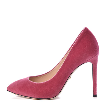 Gucci Velvet Removable Web Bow Pumps 38.5 Tibet Red 1 of 16
