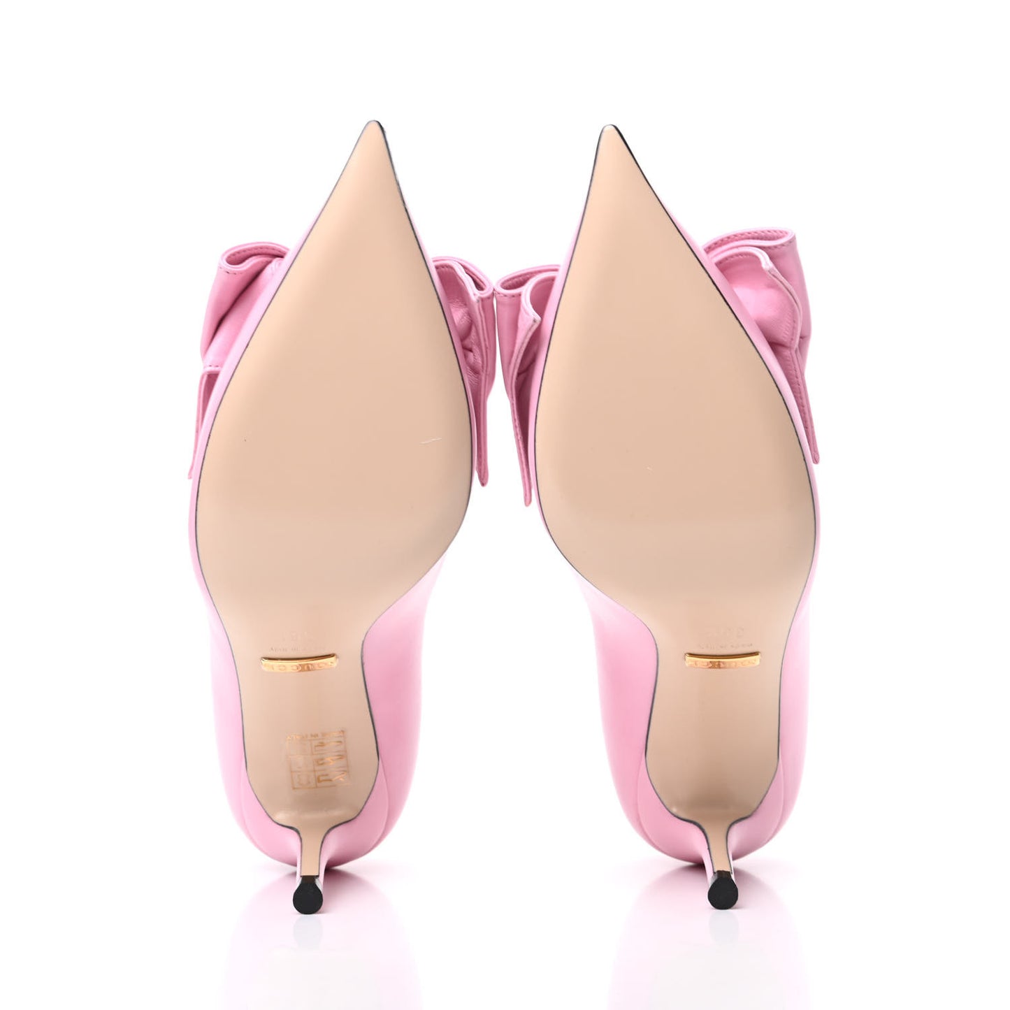 Nappa Queen Margaret Bow Mid Heel Pumps 35.5 Sugar Pink