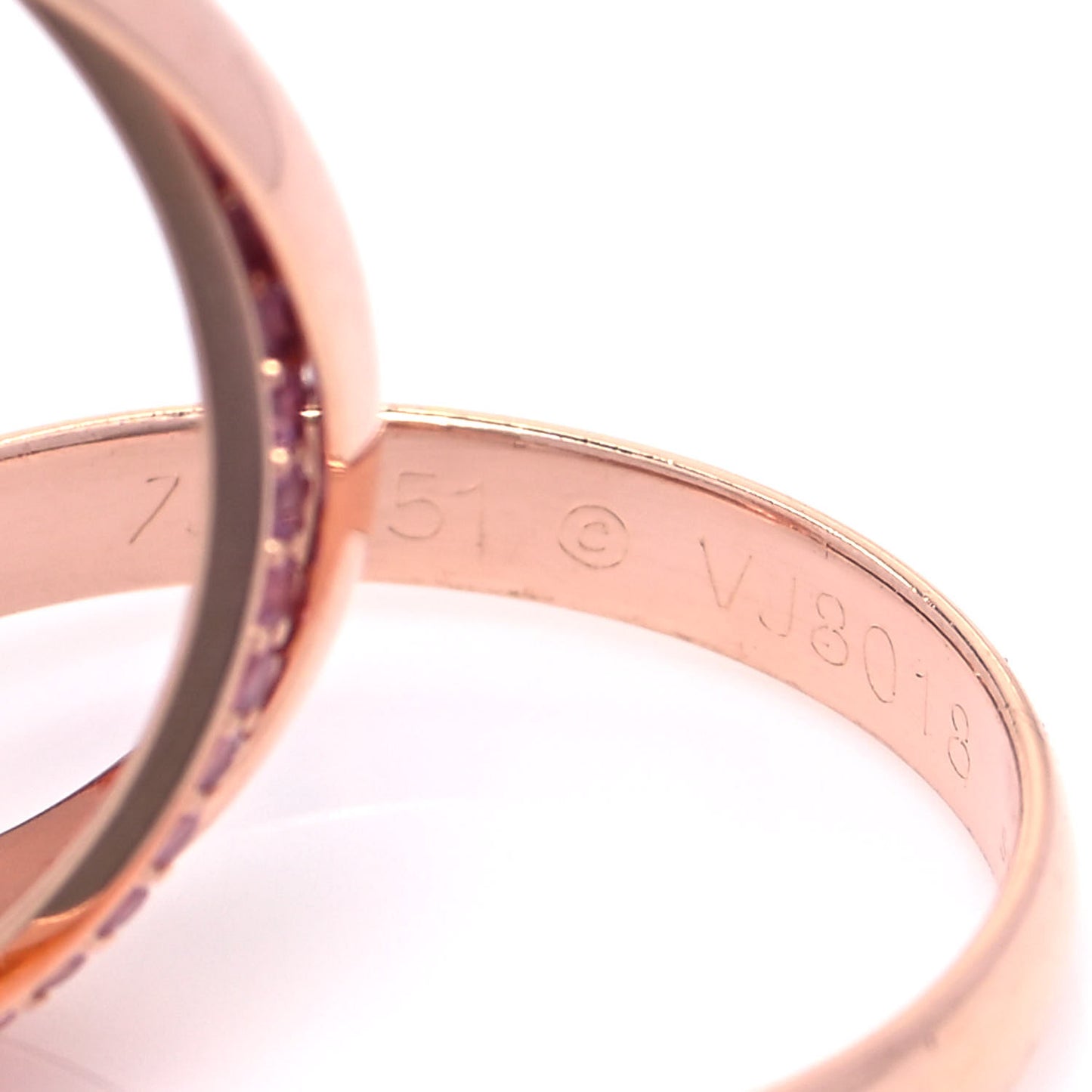 18K Pink Gold Pink Sapphire Trinity Ring 51 5.75