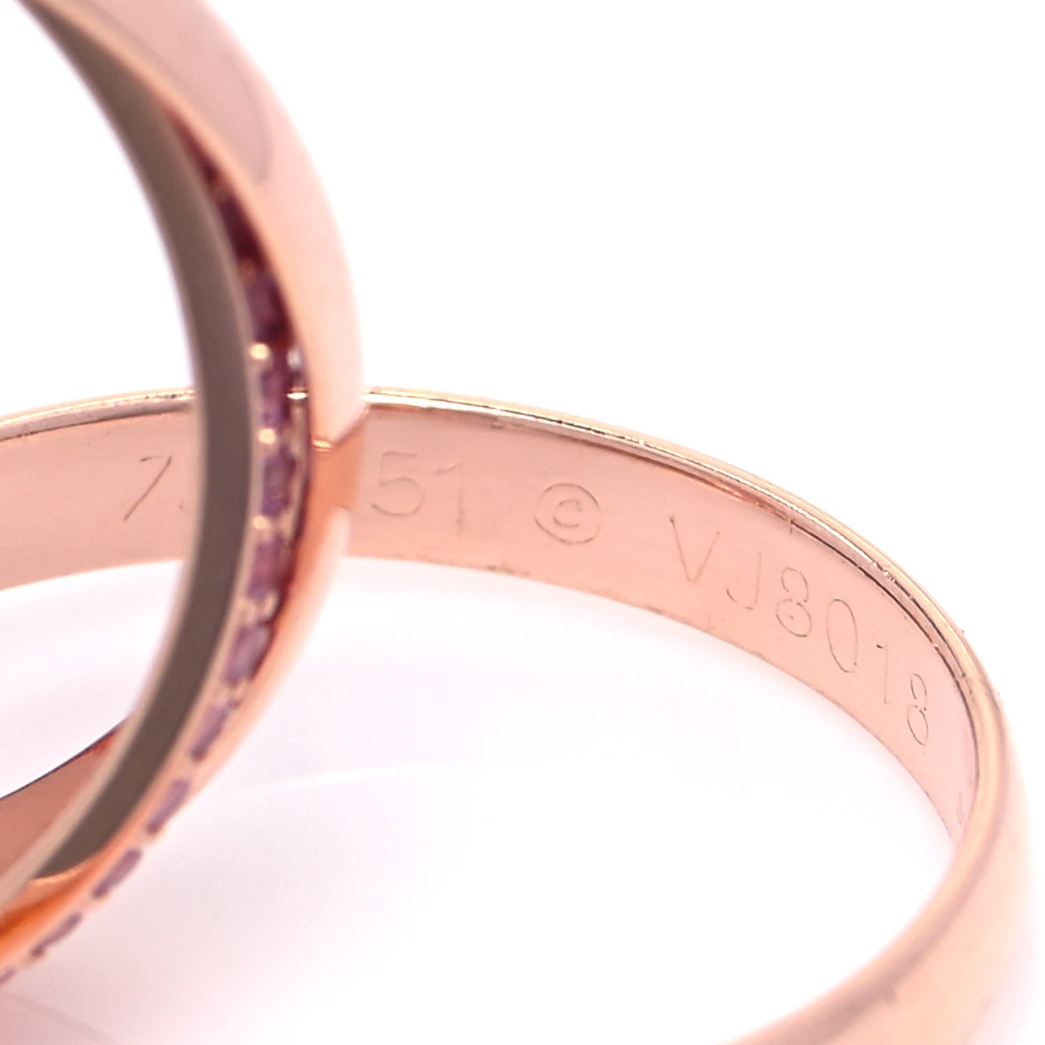 Cartier 18K Pink Gold Pink Sapphire Trinity Ring 51 5.75 4 of 4