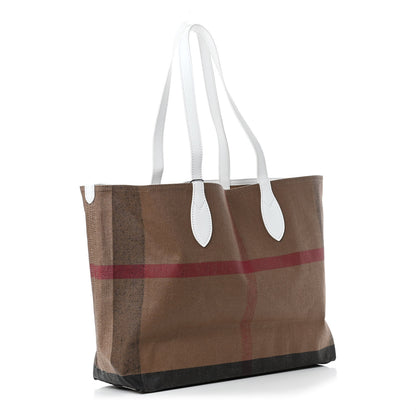 Burberry Coated Canvas Mega Check Medium Doodle Tote White 3 of 9