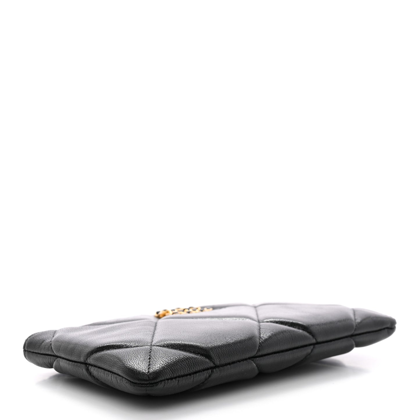 Goatskin Quilted Small Chanel 19 Pouch Black