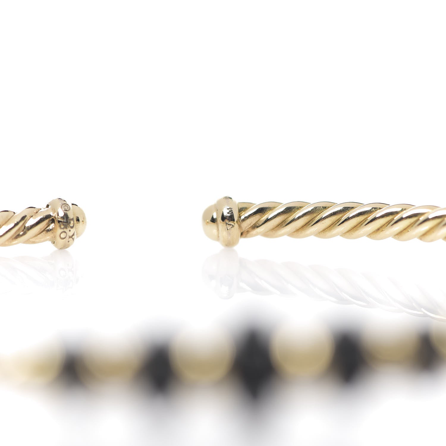 David Yurman 18K Yellow Gold Black Onyx Rio Rondelle Cabled Cuff Bracelet 4 of 4