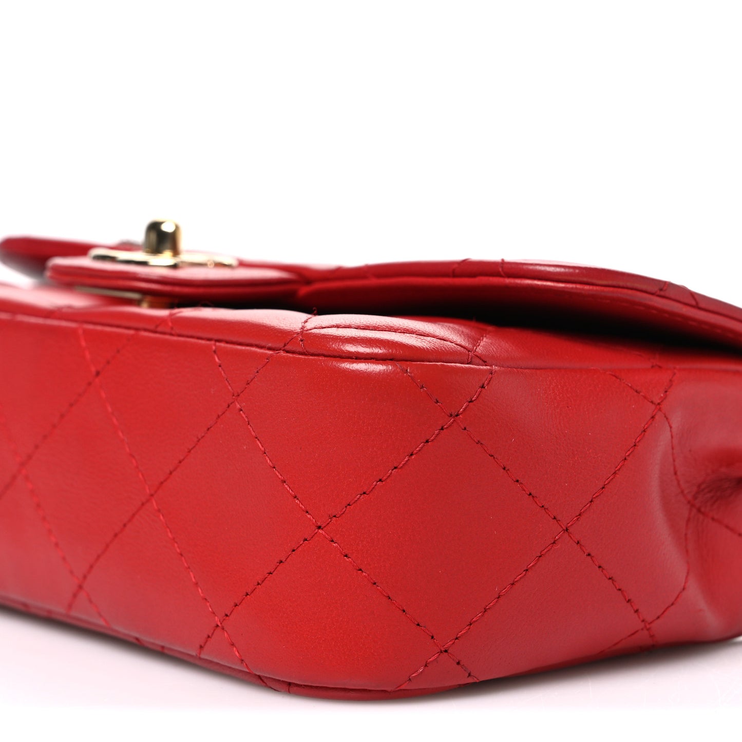 Lambskin Quilted Extra Mini V For Victory Flap Red