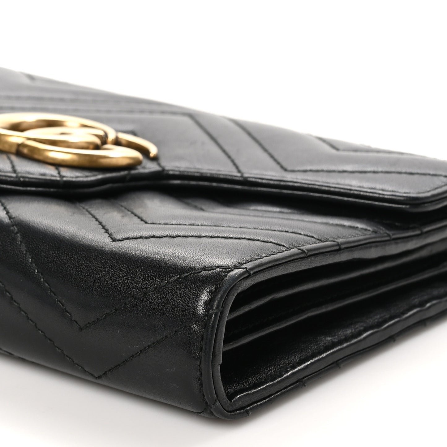 Calfskin Matelasse GG Marmont Chain Wallet Black