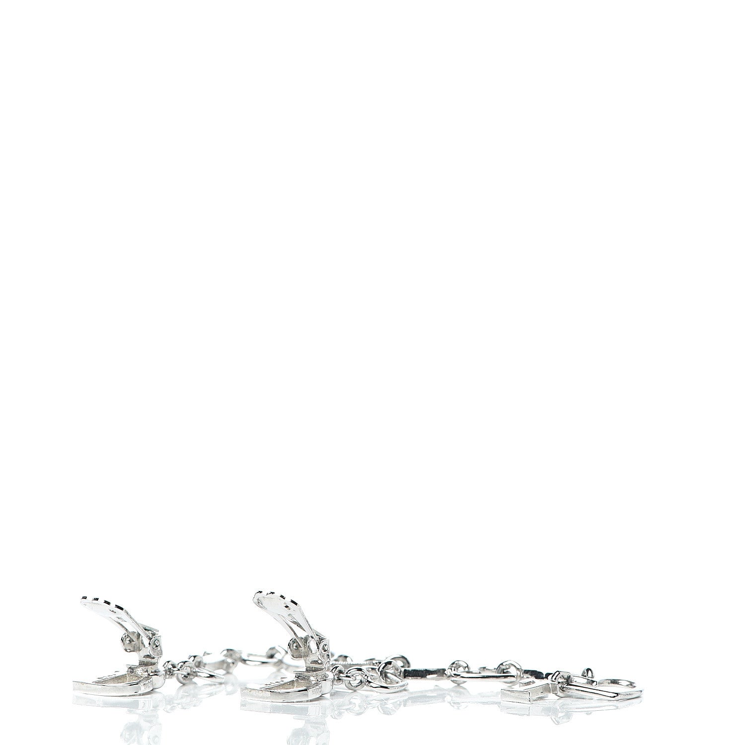 Christian Dior Crystal Heart Clip On Earrings Silver 3 of 4