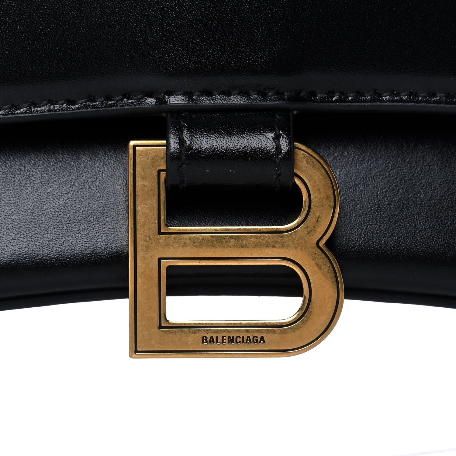 Balenciaga Shiny Box Calfskin Medium Hourglass Top Handle Bag Black 8 of 12