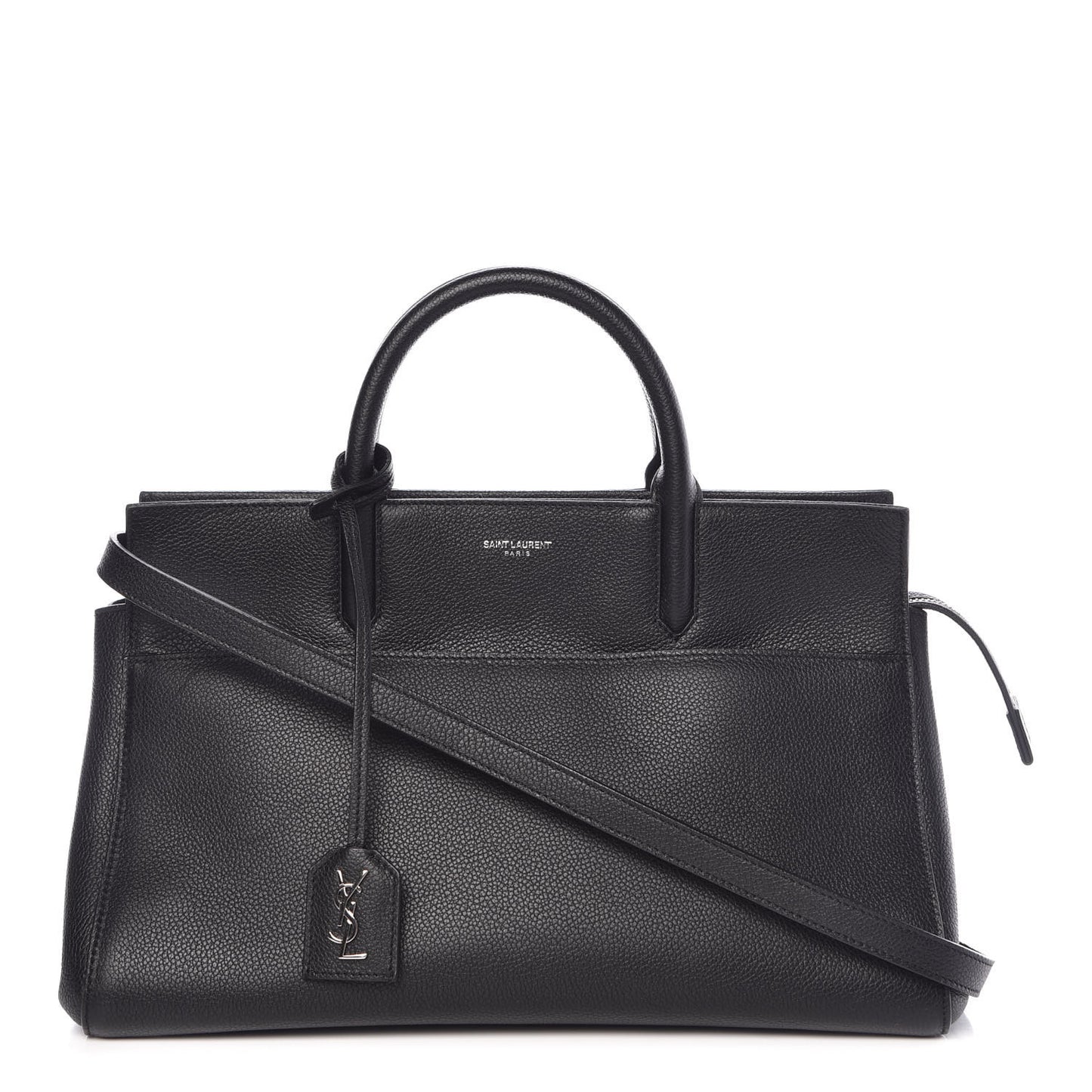 Grained Calfskin Small Cabas Rive Gauche Black