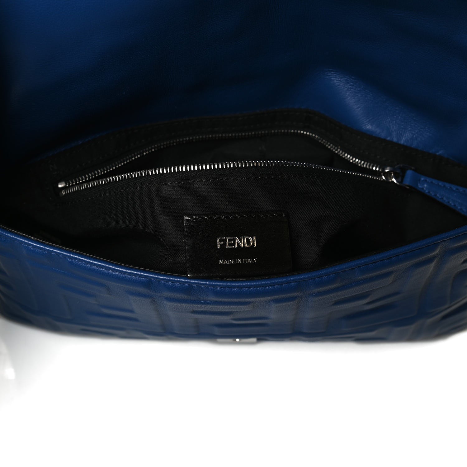 Fendi Nappa FF 1974 Embossed Belt Baguette Bag Blue Neon 6 of 18