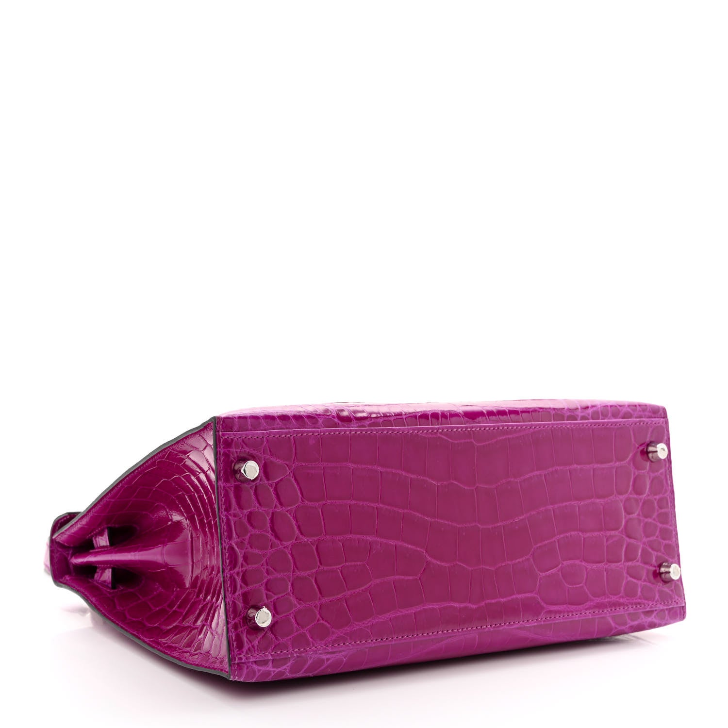 Hermes Shiny Niloticus Crocodile Kelly Sellier 28 Rose Scheherazade 4 of 11
