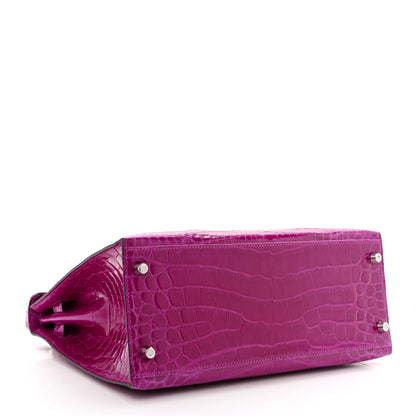 Hermes Shiny Niloticus Crocodile Kelly Sellier 28 Rose Scheherazade 4 of 11