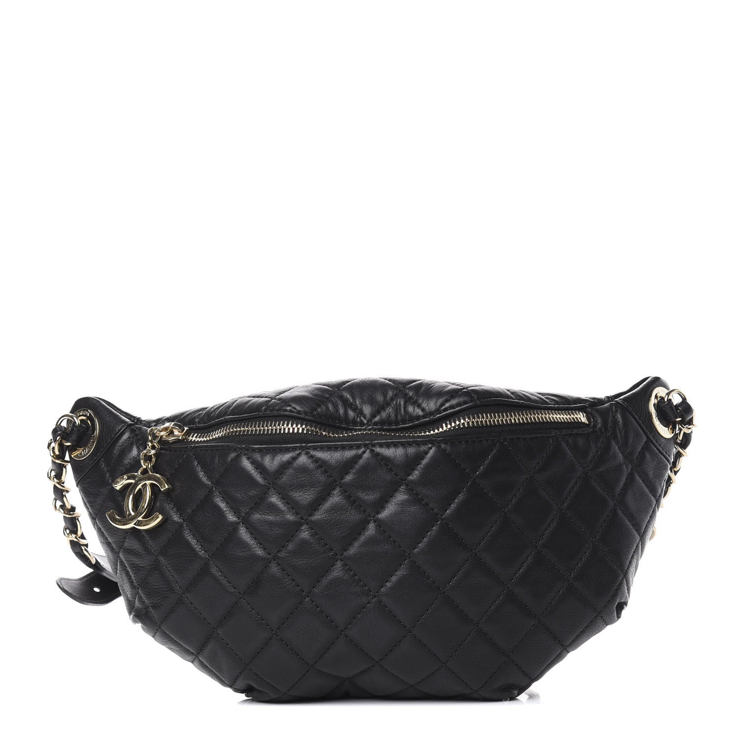 Chanel Lambskin Quilted Banane Waist Bag Fanny Pack Black 1 of 8