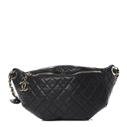 Chanel Lambskin Quilted Banane Waist Bag Fanny Pack Black 1 of 8