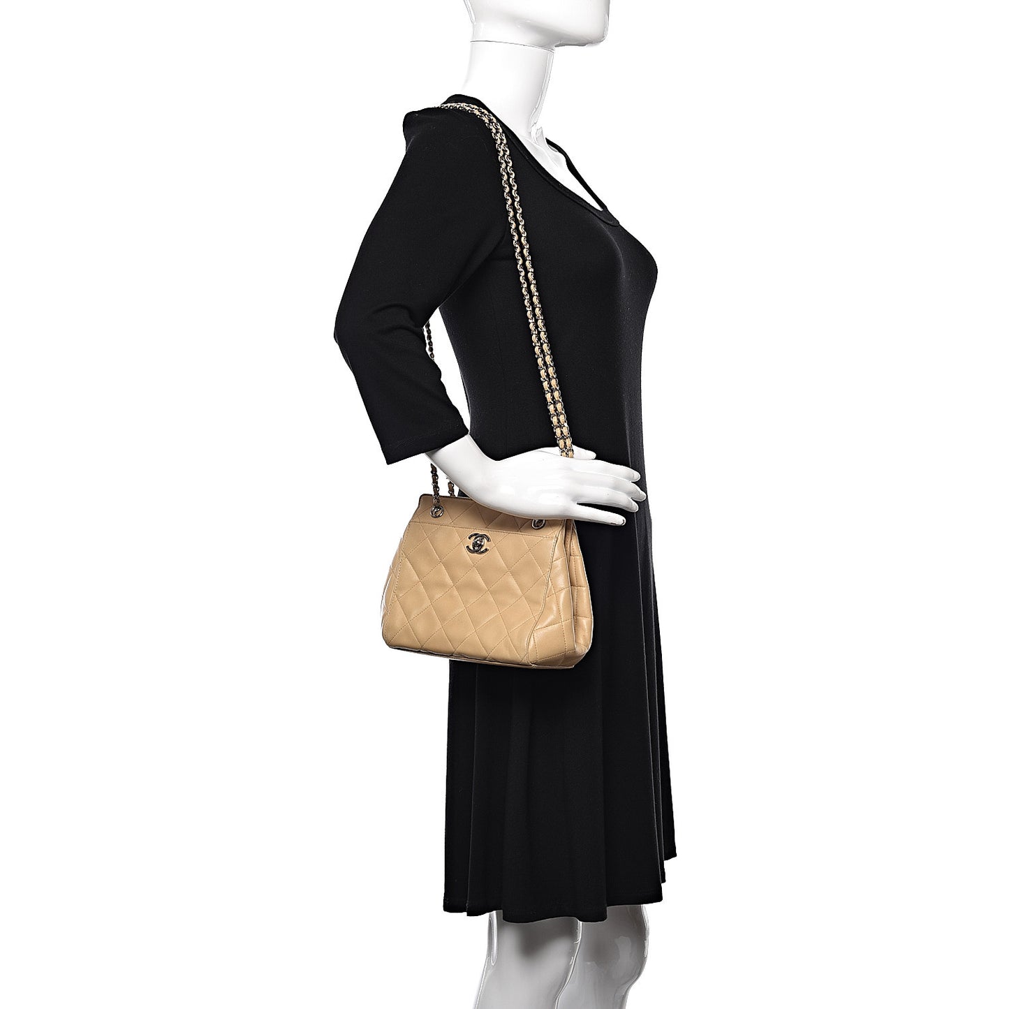 Lambskin Quilted Small Shoulder Bag Beige