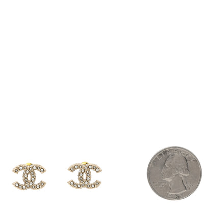 Chanel Pearl Crystal CC Earrings Light Gold 2 of 5