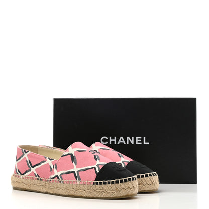 Chanel Printed Canvas Grosgrain Espadrilles 39 Pink Black 9 of 9